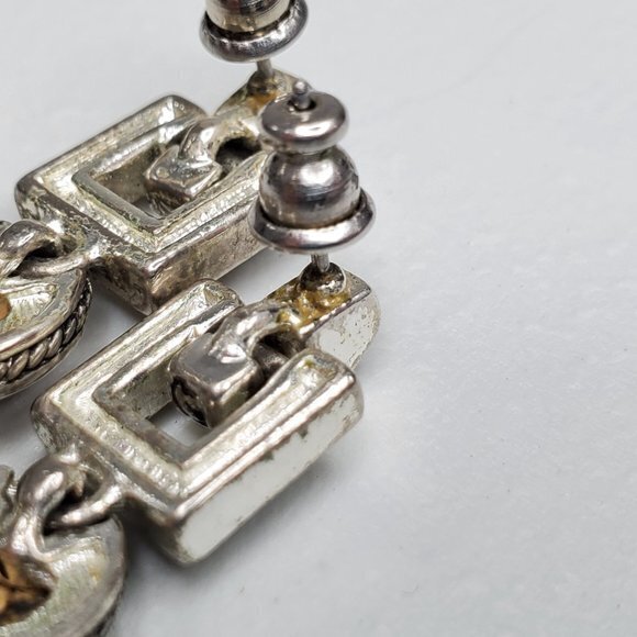 Jasper Vintage Brown Stone‎ Earrings Silver Tone Br - Picture 6 of 7